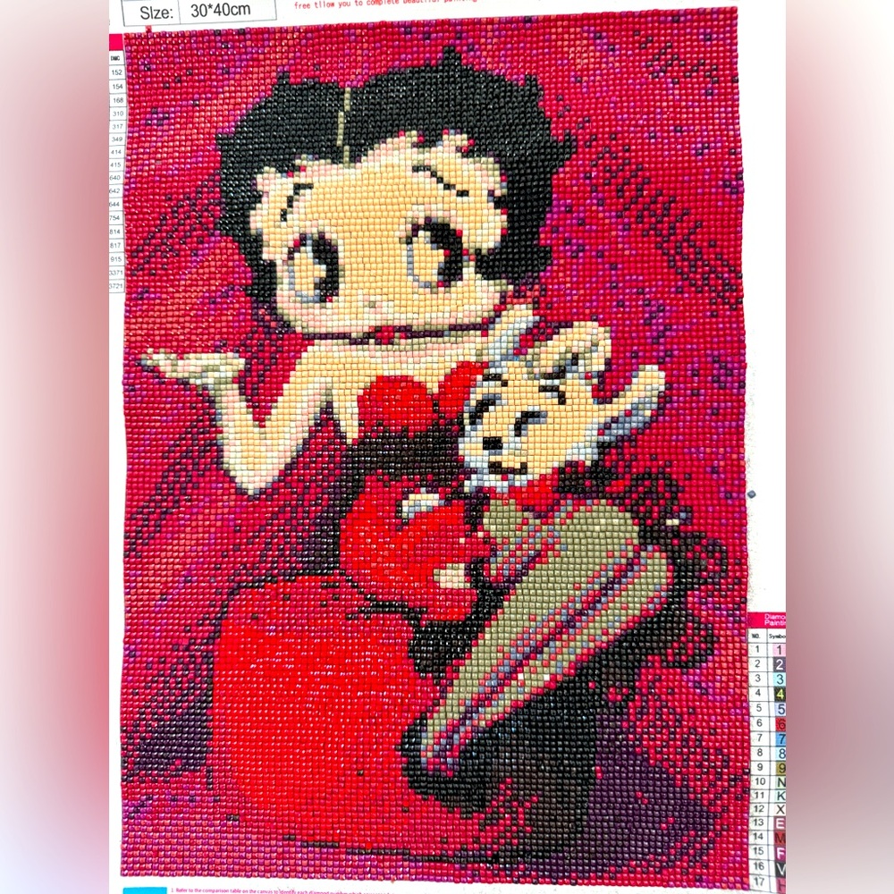 Betty Boop Beaded Canvas Art Piece- Frame not included. 30x40cm